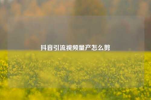 抖音引流视频量产怎么剪