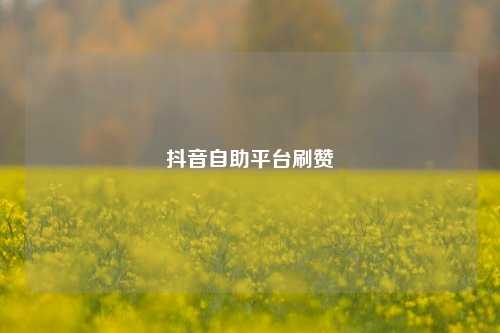 抖音自助平台刷赞